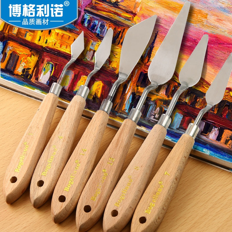 20 Sizes Wholesale Stainless Steel Paints Palette Scraper Spatula Knives For Artist Oil Gouache Painting Knife Blade Tools