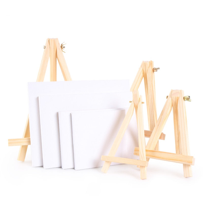 Mini Artist Wooden Easel With Canvas Crude Wood Wedding Table Card Stand Display Holder For Party Decoration Painting Easel Tool
