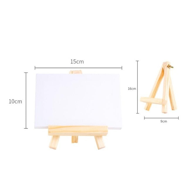 Mini Artist Wooden Easel With Canvas Crude Wood Wedding Table Card Stand Display Holder For Party Decoration Painting Easel Tool