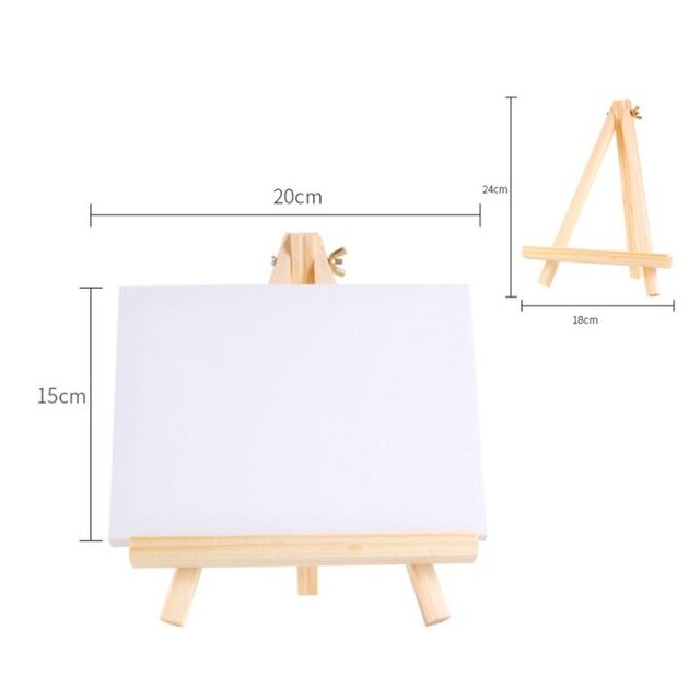 Mini Artist Wooden Easel With Canvas Crude Wood Wedding Table Card Stand Display Holder For Party Decoration Painting Easel Tool