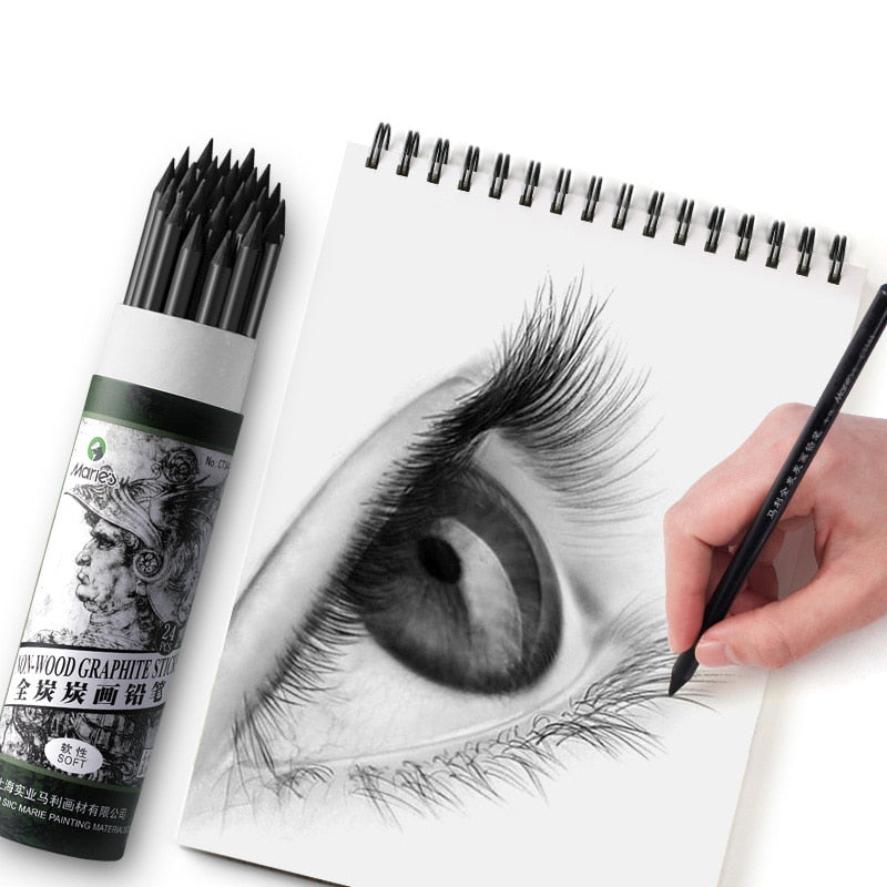 1PC Soft Non-wood Charcoal Drawing Pencil Professional Manga Sketc Pen Non-Toxic Sketching Pencils Art Supplies