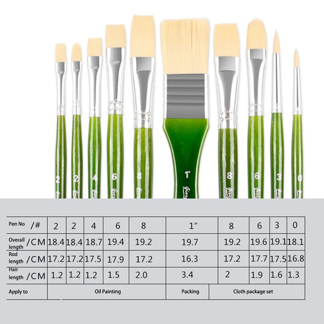 11 pcs Imported nylon hair Multi-function brushes Safety Paint watercolor oil painting acrylic brushes with cloth bag Artist