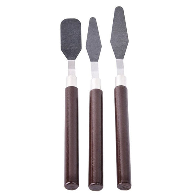 3/5PCS/Set Stainless Steel Wooden Handle Palette Oil Paint Accessories Acrylic Paint Metal Paint Palette