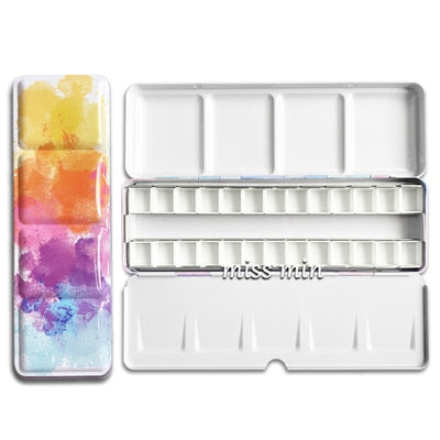 Starry Watercolor/Oil/ Acrylic Paints Tins Box Empty Palette Painting Storage Paint Tray Box with Half Pans For Art Supplies