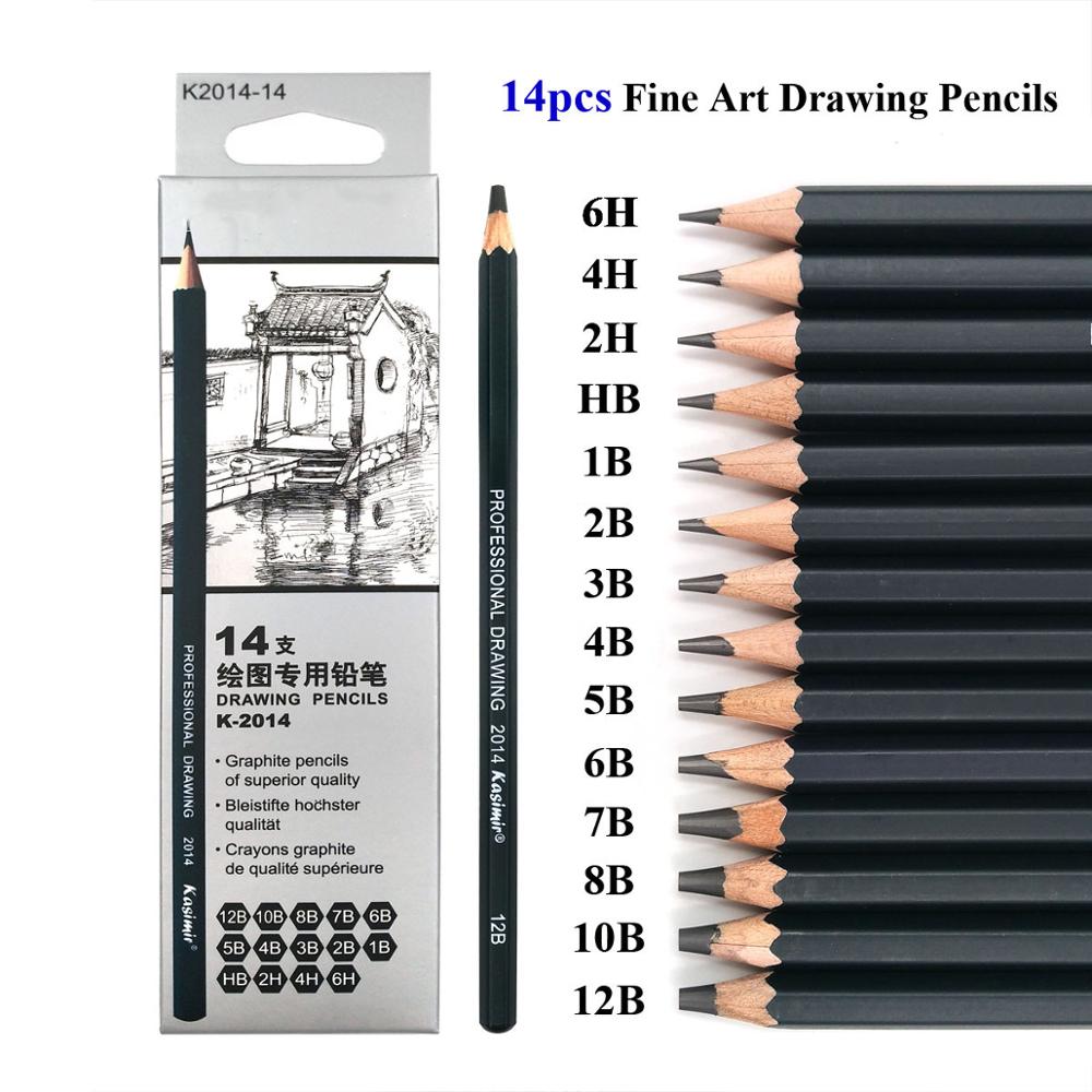 14Pcs/Set Drawing Pencil Set Wooden Professional Art Supplies Hard/Medium/Soft Sketch Charcoal Pencils