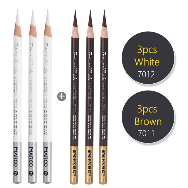 Marco Wood Drawing Sketch Pencil Soft Charcoal Pencils Pen Black White Brown for Student Sketching Professional Art Supplies