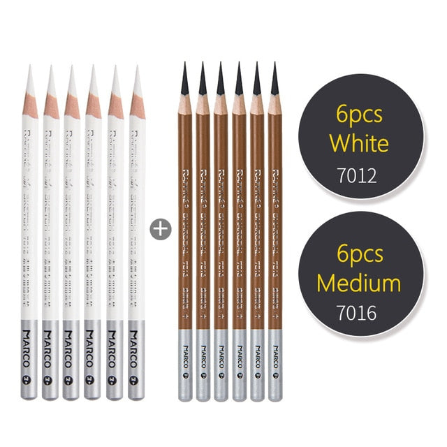 Marco Wood Drawing Sketch Pencil Soft Charcoal Pencils Pen Black White Brown for Student Sketching Professional Art Supplies