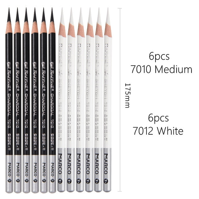 Marco Wood Drawing Sketch Pencil Soft Charcoal Pencils Pen Black White Brown for Student Sketching Professional Art Supplies
