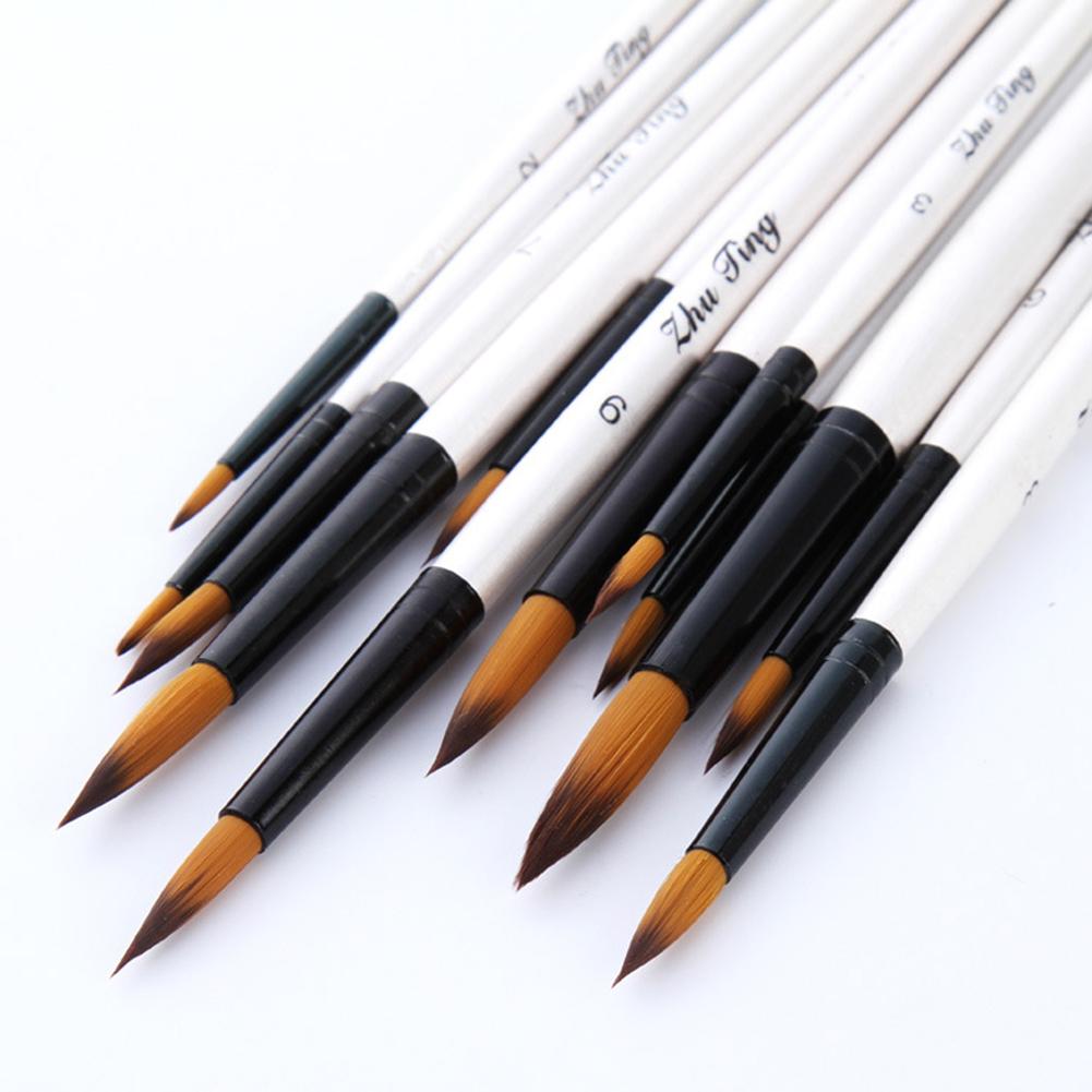 12Pcs/Set Wooden Nylon acrylic Artist Paint Brushes for Acrylic Watercolor Oil Painting Supplies Art Craft Kit