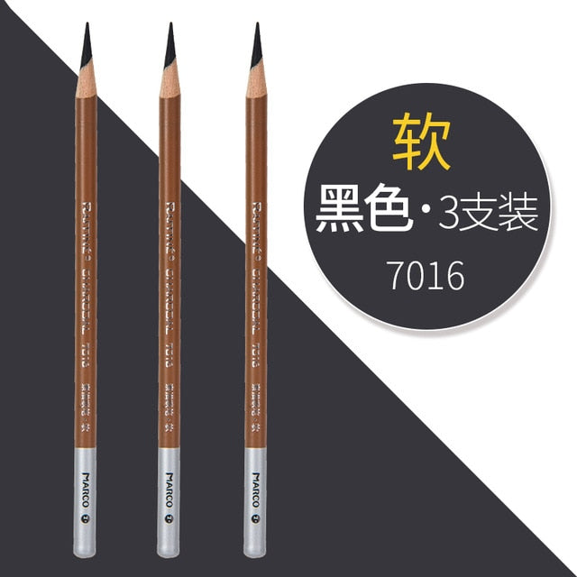 Marco Black/White/Brown Charcoal Highlighter Sketch Pencil Drawing Set Art Supplies Professional Sketching Tools