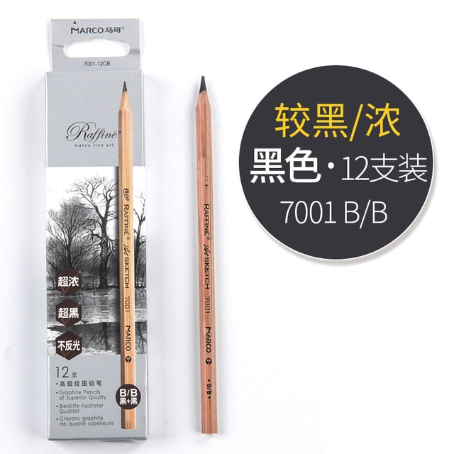 Marco Black/White/Brown Charcoal Highlighter Sketch Pencil Drawing Set Art Supplies Professional Sketching Tools