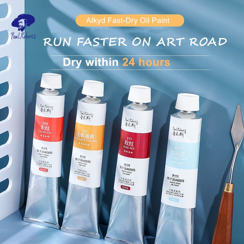 Official Paul Rubens Professional Oil Paints Alkyd Series Fast Dry 170ml Oil Canvas Pigment for Beginner Art Supplies