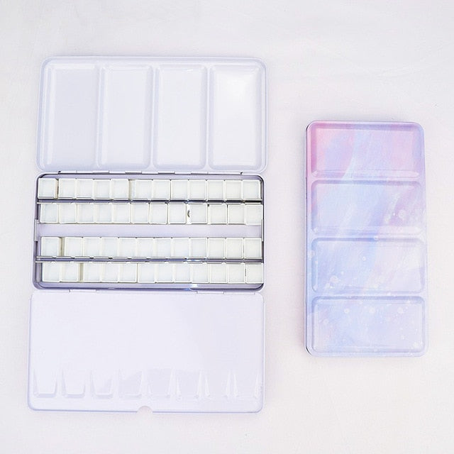 Starry Watercolor/Oil/ Acrylic Paints Tins Box Empty Palette Painting Storage Paint Tray Box with Half Pans For Art Supplies