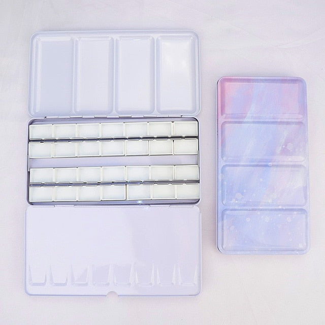 Starry Watercolor/Oil/ Acrylic Paints Tins Box Empty Palette Painting Storage Paint Tray Box with Half Pans For Art Supplies