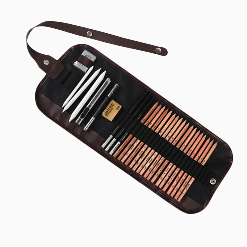 28Pcs Charcoal Earser Knife Drawing Pencil Sketch Painting Canvas Pencil Bag Set Christmas Gift for Kid