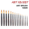 1590R high quality Korea importing synthetic hair black brass ferrule wooden handle watercolor acrylic artist art brush
