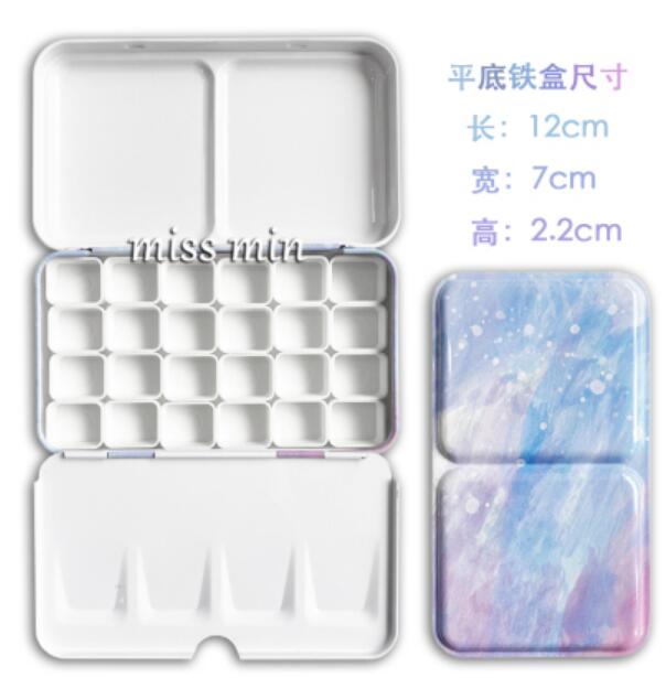 Watercolor/Oil/ Acrylic Paints Macaron Starry Tins Box Palette Painting Storage Tray Palette Box with Full or Half Pans For Art
