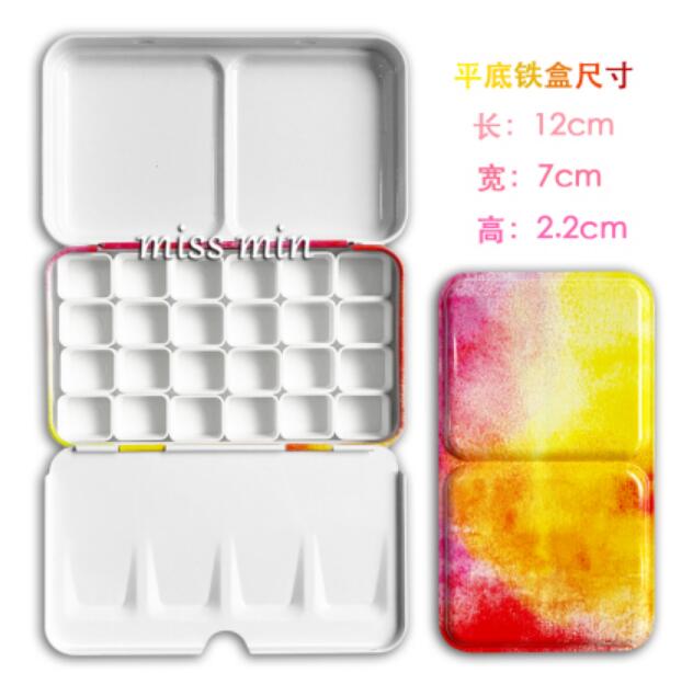 Watercolor/Oil/ Acrylic Paints Macaron Starry Tins Box Palette Painting Storage Tray Palette Box with Full or Half Pans For Art