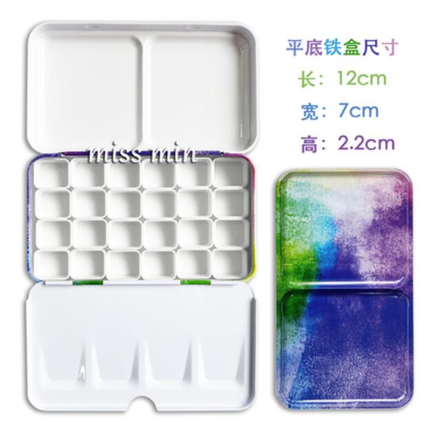 Watercolor/Oil/ Acrylic Paints Macaron Starry Tins Box Palette Painting Storage Tray Palette Box with Full or Half Pans For Art