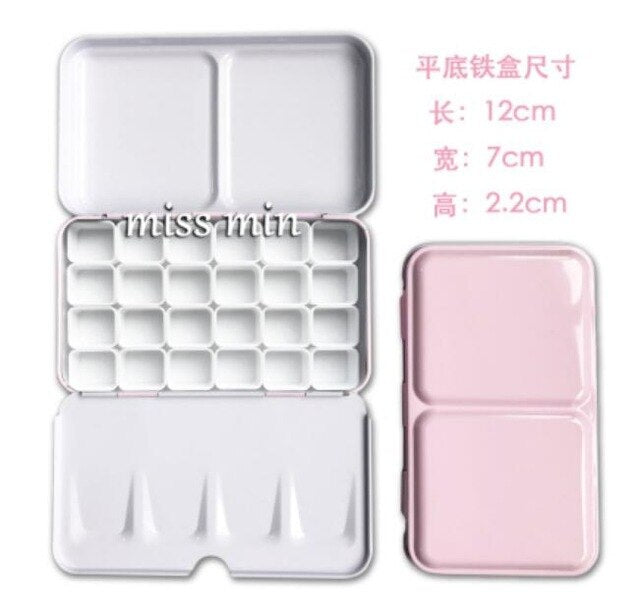 Watercolor/Oil/ Acrylic Paints Macaron Starry Tins Box Palette Painting Storage Tray Palette Box with Full or Half Pans For Art