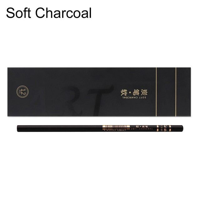 12Pcs Sketch Write Drawing Soft Medium Hard Carbon Charcoal Pencil Art Supplies