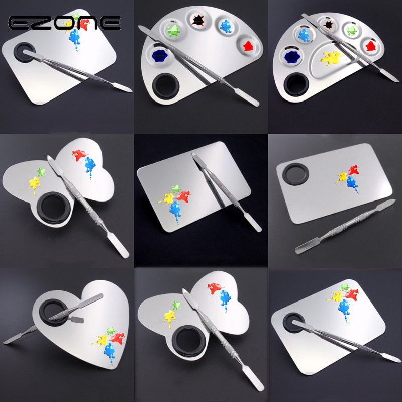 EZONE Stainless Steel Paint Palette For Water Color Acrylic Makeup Palette Watercolor Oil Painting Art Supply Material Escolar